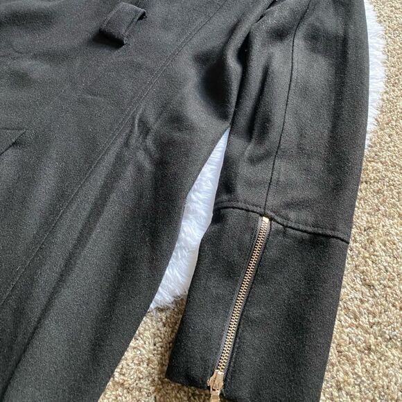 Guess Wool Blend Trench Coat Black Womens Size Medium - Picture 7 of 12